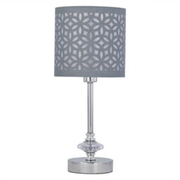 First Choice Lighting Set Of 2 Chrome Jewelled Table Lamps With Grey Cut Out Shades - thumbnail 2