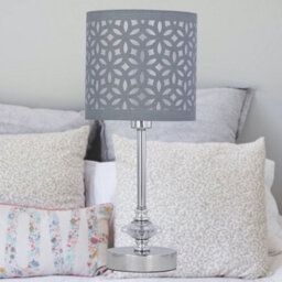 First Choice Lighting Set Of 2 Chrome Jewelled Table Lamps With Grey Cut Out Shades - thumbnail 5