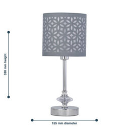 First Choice Lighting Set Of 2 Chrome Jewelled Table Lamps With Grey Cut Out Shades - thumbnail 7