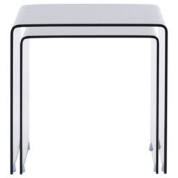 Wyld And Coco Novahome Nest Of 2 Black Rectangular Tempered Glass Side Tables, Minimalist - thumbnail 5