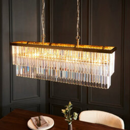 Luminosa Lighting Luminosa Conaston Bar Pendant Ceiling Light Brushed Aged Brass Plate & Clear Cut Glass 4X E14 - thumbnail 3