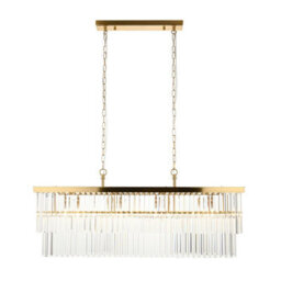 Luminosa Lighting Luminosa Conaston Bar Pendant Ceiling Light Brushed Aged Brass Plate & Clear Cut Glass 4X E14 - thumbnail 1