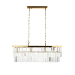 Luminosa Lighting Luminosa Conaston Bar Pendant Ceiling Light Brushed Aged Brass Plate & Clear Cut Glass 4X E14 - thumbnail 6