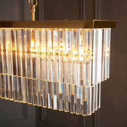 Luminosa Lighting Luminosa Conaston Bar Pendant Ceiling Light Brushed Aged Brass Plate & Clear Cut Glass 4X E14 - thumbnail 5