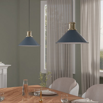 GoodHome Danvers Blue Coolie Cone Lamp Shade (D)26Cm - image 1