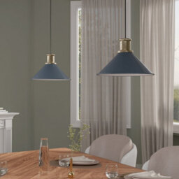 GoodHome Danvers Blue Coolie Cone Lamp Shade (D)26Cm - thumbnail 1