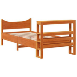 Berkfield Bed Frame With Headboard Wax Brown 75X190 Cm Small Single Solid Wood Pine - thumbnail 8