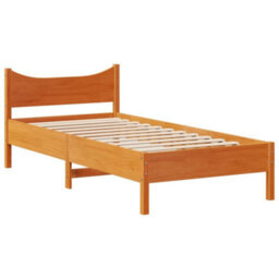 Berkfield Bed Frame With Headboard Wax Brown 75X190 Cm Small Single Solid Wood Pine - thumbnail 5