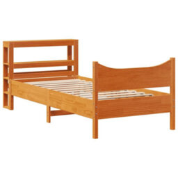 Berkfield Bed Frame With Headboard Wax Brown 75X190 Cm Small Single Solid Wood Pine - thumbnail 2