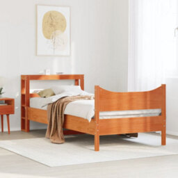 Berkfield Bed Frame With Headboard Wax Brown 75X190 Cm Small Single Solid Wood Pine - thumbnail 3