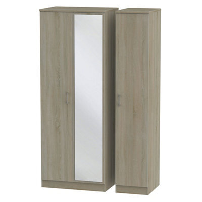 Ready Assembled Contemporary Dark Oak Effect Tall Triple Wardrobe (H)1970mm (W)1110mm (D)530mm - image 1