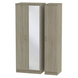 Ready Assembled Contemporary Dark Oak Effect Tall Triple Wardrobe (H)1970mm (W)1110mm (D)530mm - thumbnail 1