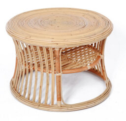Nordlys Natural Rattan And Beige Fabric Pouf Exotic Boho Living Room - thumbnail 8