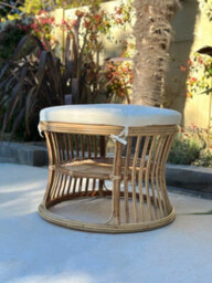 Nordlys Natural Rattan And Beige Fabric Pouf Exotic Boho Living Room - thumbnail 3