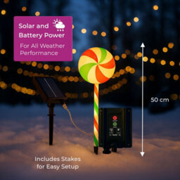 Neo Large 50Cm Candy Cane Lolly Lollipop Christmas Remote Solar And Battery Powered Lights 6 Pack Led Path Stakes Timer 8 Modes Ti - thumbnail 5