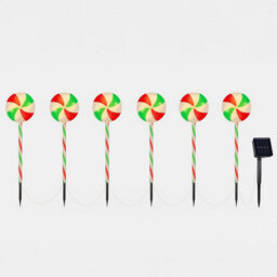 Neo Large 50Cm Candy Cane Lolly Lollipop Christmas Remote Solar And Battery Powered Lights 6 Pack Led Path Stakes Timer 8 Modes Ti - thumbnail 2