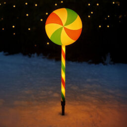 Neo Large 50Cm Candy Cane Lolly Lollipop Christmas Remote Solar And Battery Powered Lights 6 Pack Led Path Stakes Timer 8 Modes Ti - thumbnail 3