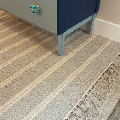 Second Nature Online Varca Grey Rug Striped Design Cotton And Jute Yarn / 90 Cm X 150 Cm - image 1
