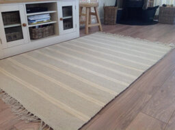 Second Nature Online Varca Grey Rug Striped Design Cotton And Jute Yarn / 90 Cm X 150 Cm - thumbnail 2