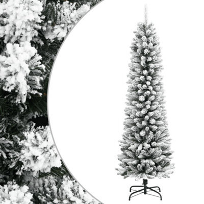 Berkfield Artificial Slim Christmas Tree With Flocked Snow 180 Cm Pvc&pe - image 1