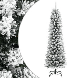 Berkfield Artificial Slim Christmas Tree With Flocked Snow 180 Cm Pvc&pe - thumbnail 1