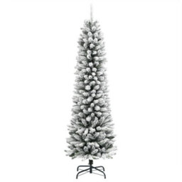 Berkfield Artificial Slim Christmas Tree With Flocked Snow 180 Cm Pvc&pe - thumbnail 2