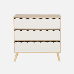 Sweeek - White Wood-Effect Children's Chest Of Drawers 3 Drawers Pinewood Legs - 80 X 30 X 79 Cm - Azur - thumbnail 2