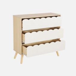 Sweeek - White Wood-Effect Children's Chest Of Drawers 3 Drawers Pinewood Legs - 80 X 30 X 79 Cm - Azur - thumbnail 3