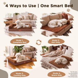Luckracer Small Dog Bed Sofa Washable Orthopedic Dog Beds Brown 60X45X14Cm - thumbnail 4