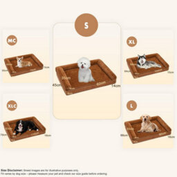 Luckracer Small Dog Bed Sofa Washable Orthopedic Dog Beds Brown 60X45X14Cm - thumbnail 2