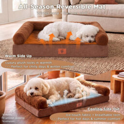 Luckracer Small Dog Bed Sofa Washable Orthopedic Dog Beds Brown 60X45X14Cm - thumbnail 5