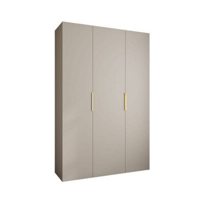 Arte Elegant Cashmere Como Iv Hinged Door Wardrobe H2460mm W1600mm D500mm, Three Doors, Eleven Shelves, Two Hanging Rails, Gold Handles - image 1