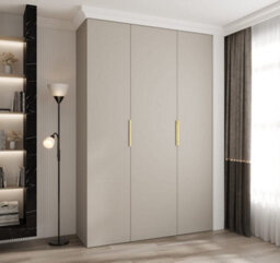 Arte Elegant Cashmere Como Iv Hinged Door Wardrobe H2460mm W1600mm D500mm, Three Doors, Eleven Shelves, Two Hanging Rails, Gold Handles - thumbnail 2