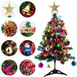 60Cm Mini Pre-Lit Christmas Tree With Led Lights Tabletop Festive Decor - thumbnail 4