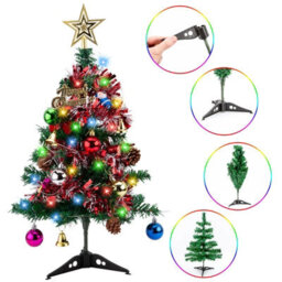 60Cm Mini Pre-Lit Christmas Tree With Led Lights Tabletop Festive Decor - thumbnail 3