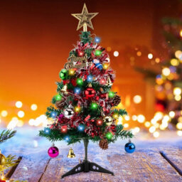 60Cm Mini Pre-Lit Christmas Tree With Led Lights Tabletop Festive Decor - thumbnail 1