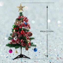 60Cm Mini Pre-Lit Christmas Tree With Led Lights Tabletop Festive Decor - thumbnail 2