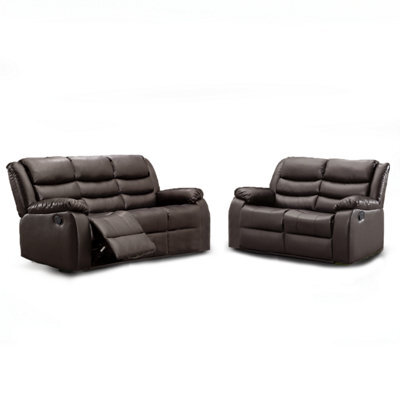 Furnishings For Less UK Venice 3 + 2 Brown Leather Manual Reclining Sofa Suite - image 1