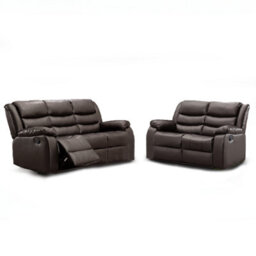 Furnishings For Less UK Venice 3 + 2 Brown Leather Manual Reclining Sofa Suite - thumbnail 1