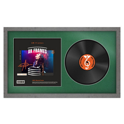"30X17"" Grey Marble Modern Vinyl Record Frame With Emerald Mount For 12 Inch Lp Album Cover & Disc - Ak Frames" - image 1