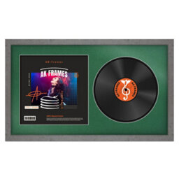 "30X17"" Grey Marble Modern Vinyl Record Frame With Emerald Mount For 12 Inch Lp Album Cover & Disc - Ak Frames"