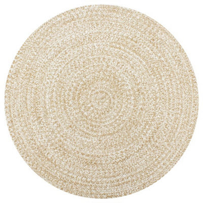 Walplus Handmade Rug Jute White And Natural 120 Cm - image 1