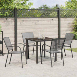 Berkfield Garden Dining Set 5 Pcs Anthracite Steel - thumbnail 4
