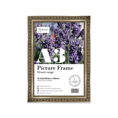 A3 Gunmetal  Ornate Picture Frame (42 X 29.7Cm) Poster, Photo, Artwork, Gallery Wall Or Print - image 1