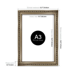 A3 Gunmetal  Ornate Picture Frame (42 X 29.7Cm) Poster, Photo, Artwork, Gallery Wall Or Print - thumbnail 2
