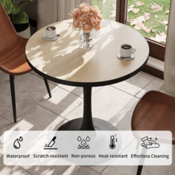 Fativo L 76.5X H 80Cm Kitchen Dining Table Round Marble Dining Table With Waterproof Plywood Laye For 2-3 People - thumbnail 5