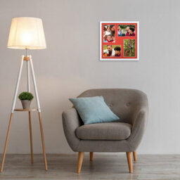 AK Frames 12X12 White Sleek Multi Photo Frame With Poppy Red Mount - Holds 4 Apertures (4X) 6X4 Photos - thumbnail 3