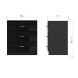 Fwstyle 3 Drawer Bedside Chest Of Drawers Black Gloss Nightstand - thumbnail 9