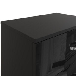 Fwstyle 3 Drawer Bedside Chest Of Drawers Black Gloss Nightstand - thumbnail 5
