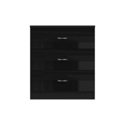 Fwstyle 3 Drawer Bedside Chest Of Drawers Black Gloss Nightstand - thumbnail 7